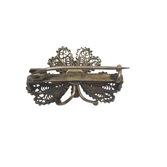 VTG Italian .900 Silver Filigree Butterfly Brooch Marked Italy Bug Insect Pin - Picture 3 of 7